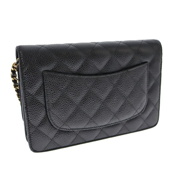 k23 2210 2 Chanel Chain Wallet Caviar Skin Black