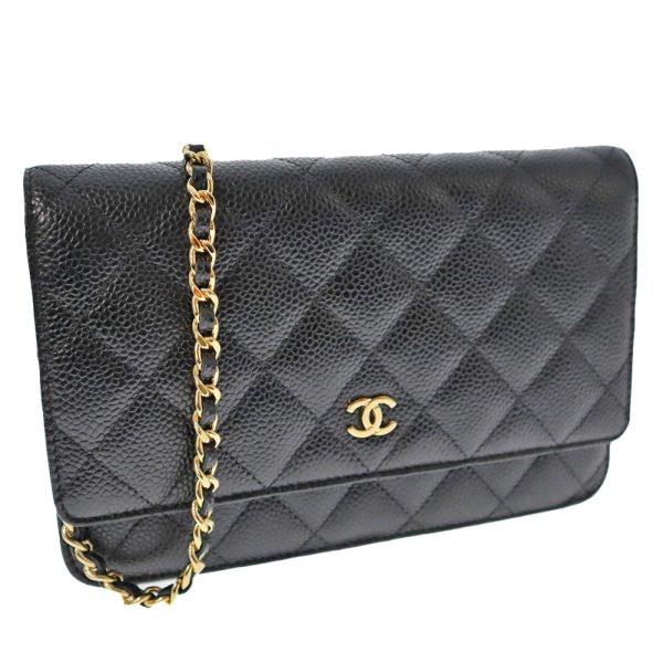 k23 2210 Chanel Chain Wallet Caviar Skin Black