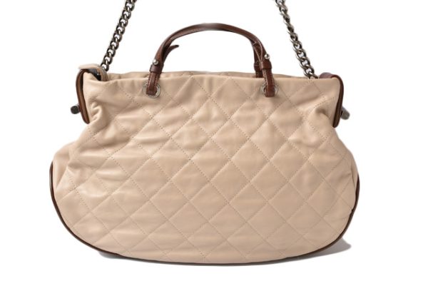 m2209 13 ch 10 Chanel Coco Mark Quilted Stitching Leather Tote Bag Shoulder Bag 2way Chain Bag Beige Brown