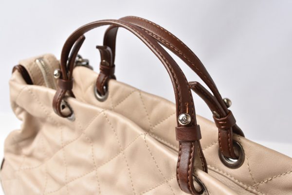 m2209 13 ch 12 Chanel Coco Mark Quilted Stitching Leather Tote Bag Shoulder Bag 2way Chain Bag Beige Brown