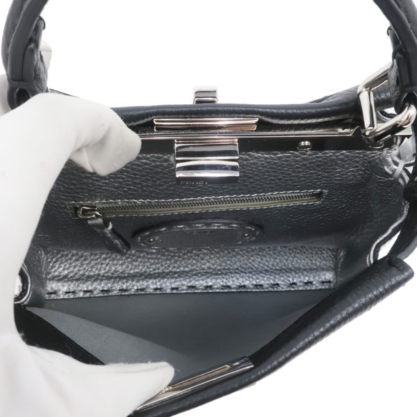 m2310 05 804771mr 04 Fendi Peekaboo Handbag Small Shoulder 2way Calf Leather Black White