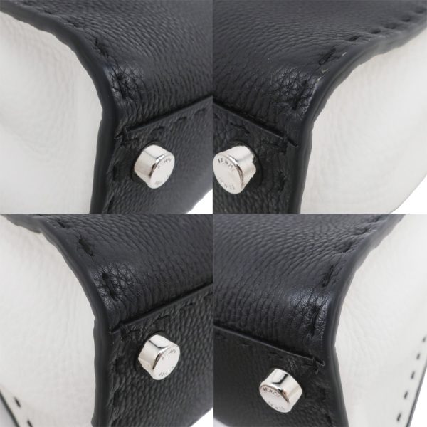 m2310 05 804771mr 07 Fendi Peekaboo Handbag Small Shoulder 2way Calf Leather Black White