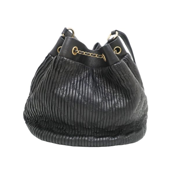 m2404 05 806409mr 01 Chanel Drawstring Chain Shoulder Bag Leather Black