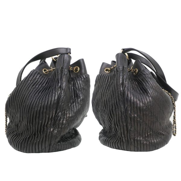 m2404 05 806409mr 02 Chanel Drawstring Chain Shoulder Bag Leather Black
