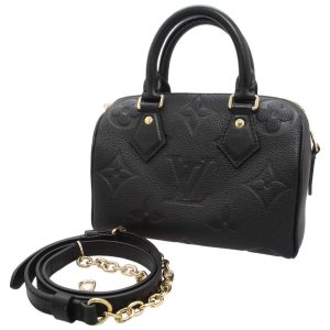 m58953 01 Louis Vuitton Monogram Speedy Bandouliere 20cm Boston Bag Black