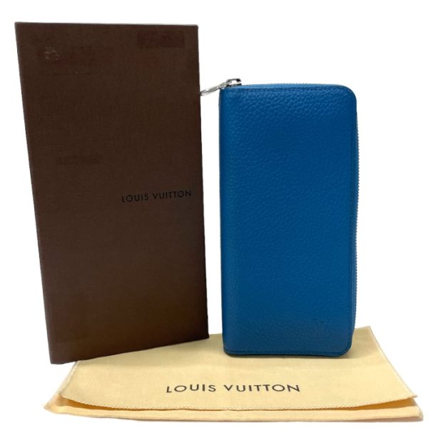 mab10004 Louis Vuitton Zippy Vertical Taurillon Leather Long Wallet Round Zipper Blue