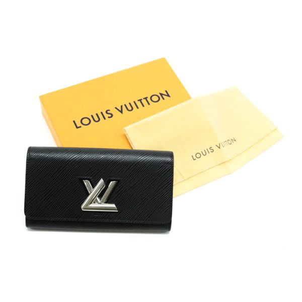 mai26011 Louis Vuitton Portefeuille Twist Epi Long Wallet Cover Lid LV Silver Hardware Noir Black