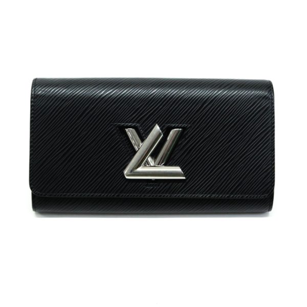 mai26011 1 Louis Vuitton Portefeuille Twist Epi Long Wallet Cover Lid LV Silver Hardware Noir Black