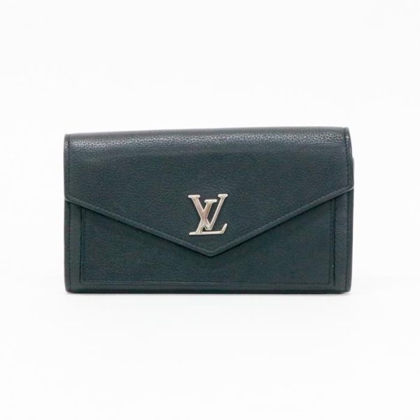 maj11019 1 Louis Vuitton Portefeuil My Lock Me Calf Leather Long Wallet Cover Lid LV Noir Black