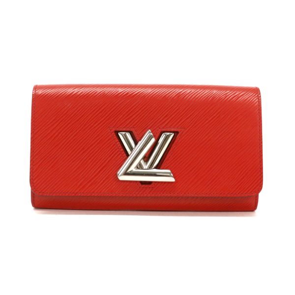 mal10009 1 Louis Vuitton Portefeuil Twist Epi Leather Long Wallet Twist Lock Cover Lid LV Silver Hardware Coquelicot Red