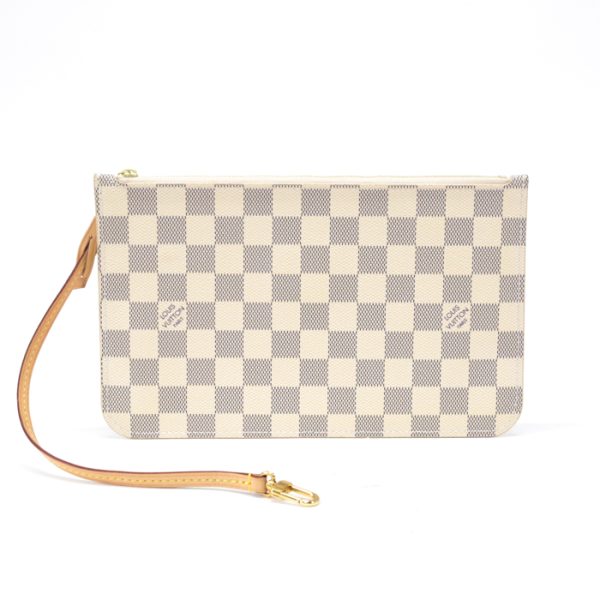 mal23012 1 Louis Vuitton Neverfull MM Pouch Damier Azur Leather Accessory Pouch White Gray