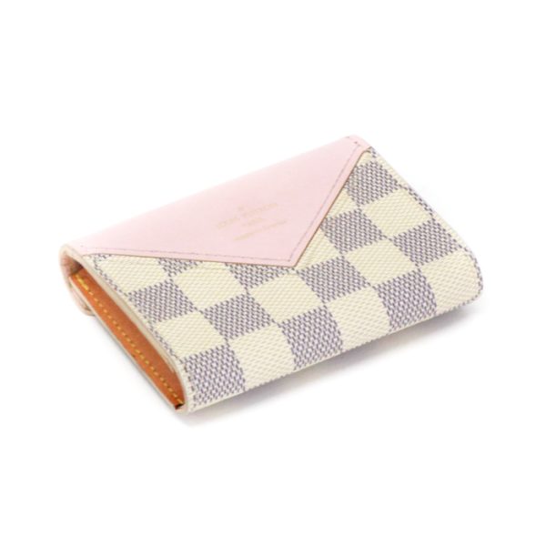 man01048 3 Louis Vuitton Portefeuille Zoe Damier Azur Card Case Business Card Holder Coin Case Leather Gray White Rose Ballerine Pink