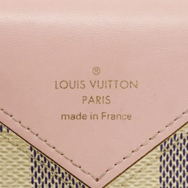 man01048 4 Louis Vuitton Portefeuille Zoe Damier Azur Card Case Business Card Holder Coin Case Leather Gray White Rose Ballerine Pink