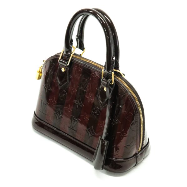 mao19002 2 Louis Vuitton Alma BB Monogram Vernis Rayeur Enamel Handbag Mini Boston Bag Amaranto Dark Purple