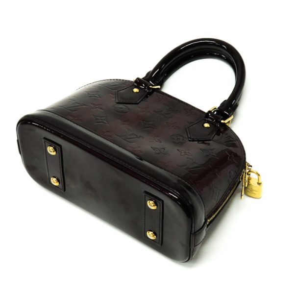 mao19002 3 Louis Vuitton Alma BB Monogram Vernis Rayeur Enamel Handbag Mini Boston Bag Amaranto Dark Purple