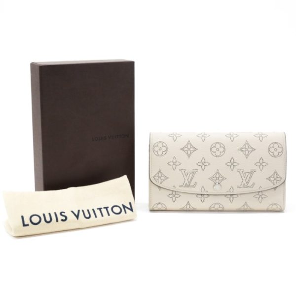 mar01005 Louis Vuitton Portefeuil Iris Monogram Mahina Leather Long Wallet Cover Lid Bifold Perforated Leather Beige