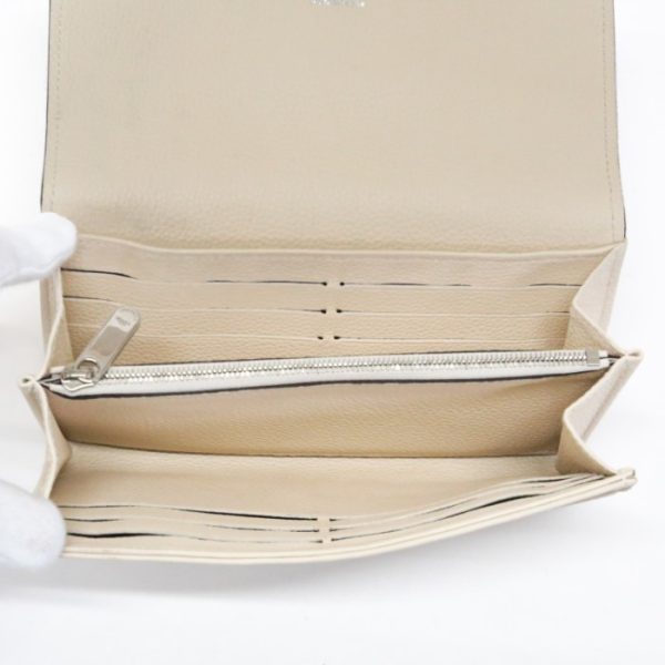 mar01005 5 Louis Vuitton Portefeuil Iris Monogram Mahina Leather Long Wallet Cover Lid Bifold Perforated Leather Beige