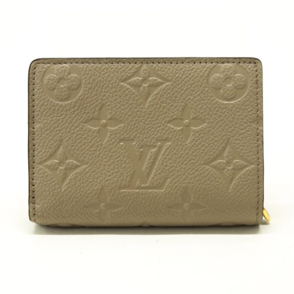 mas20011 1 Louis Vuitton Portefeuil Claire Monogram Empreinte Leather Bifold Wallet Round Zipper Medium Tourtrail Beige