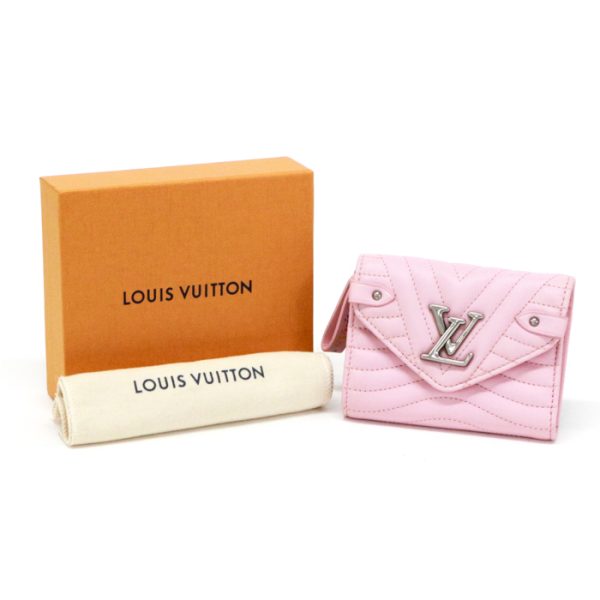 mas20012 Louis Vuitton Wave Calf Leather Quilted Trifold Medium Compact Wallet Smoothie Pink