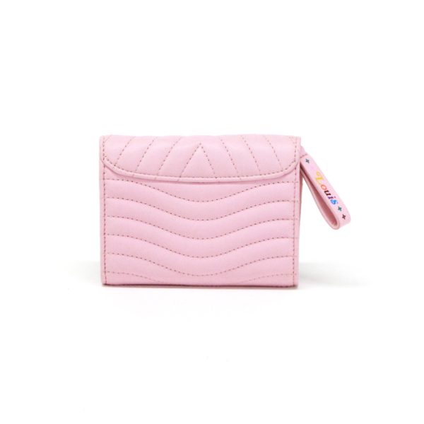 mas20012 2 Louis Vuitton Wave Calf Leather Quilted Trifold Medium Compact Wallet Smoothie Pink