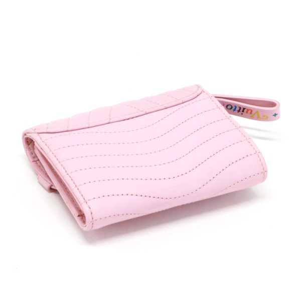 mas20012 4 Louis Vuitton Wave Calf Leather Quilted Trifold Medium Compact Wallet Smoothie Pink