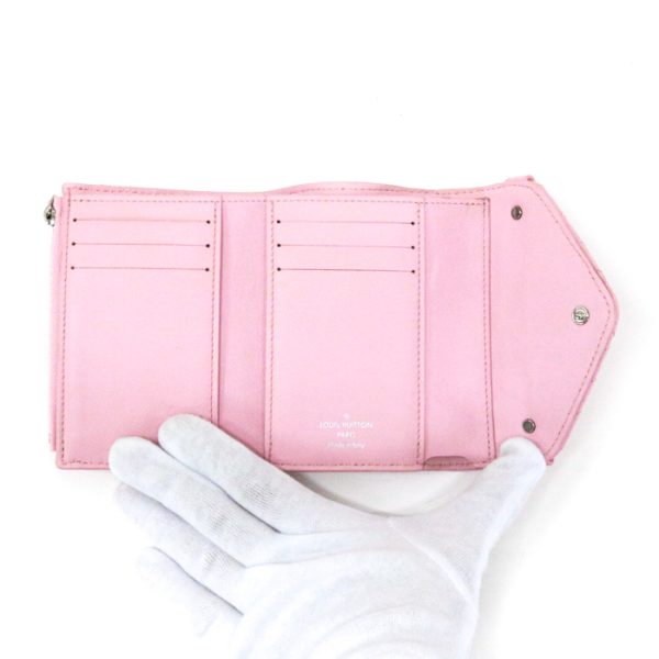 mas20012 6 Louis Vuitton Wave Calf Leather Quilted Trifold Medium Compact Wallet Smoothie Pink