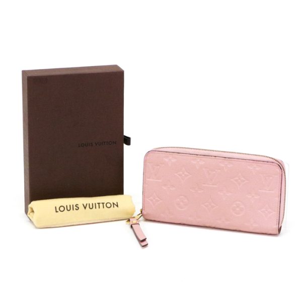 mat10009 Louis Vuitton Zippy Monogram Empreinte Leather Round Zipper Long Wallet Rose Poudre Pink