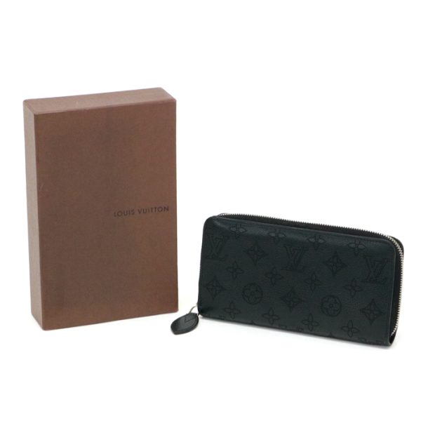 mav27012 Louis Vuitton Zippy Monogram Mahina Leather Long Wallet Round Zipper Noir Black