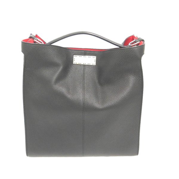 na31031 5 Fendi Leather 2WAY Tote Bag Black