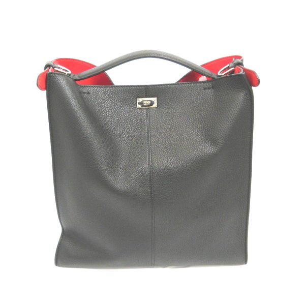 na31031 6 Fendi Leather 2WAY Tote Bag Black