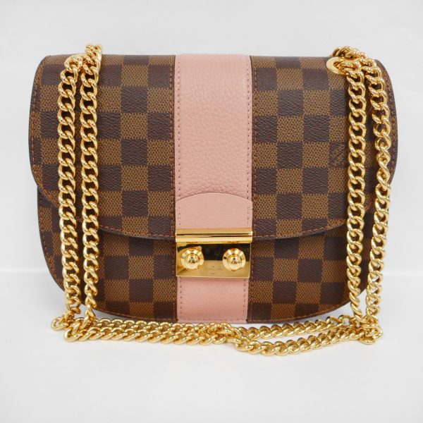 ot135491 1 Louis Vuitton Taurillon Cuir Chain Damier Ebene Magnolia Shoulder Bag Pink