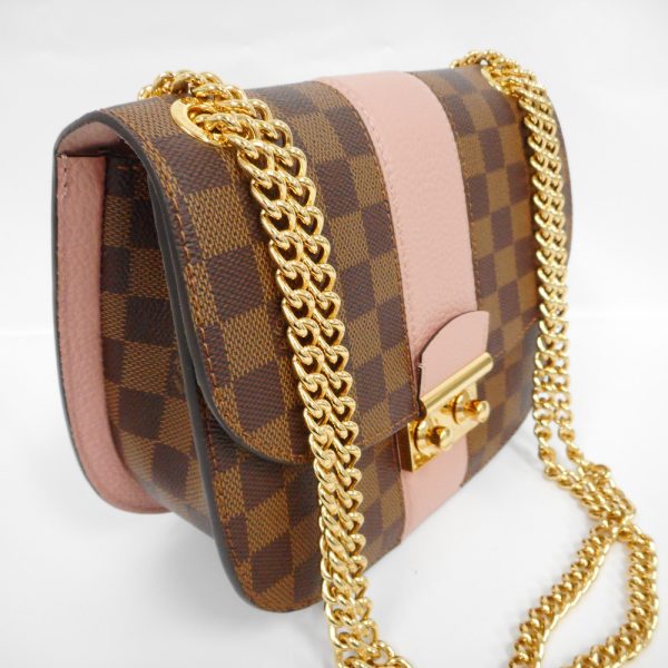 ot135491 3 Louis Vuitton Taurillon Cuir Chain Damier Ebene Magnolia Shoulder Bag Pink