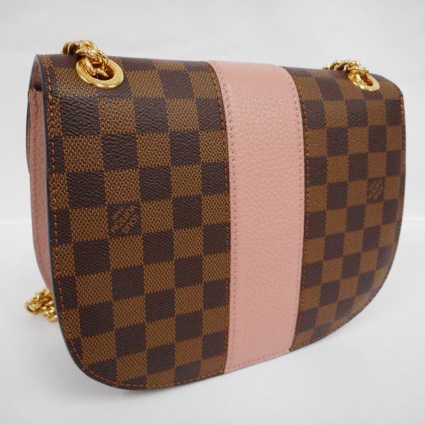 ot135491 4 Louis Vuitton Taurillon Cuir Chain Damier Ebene Magnolia Shoulder Bag Pink