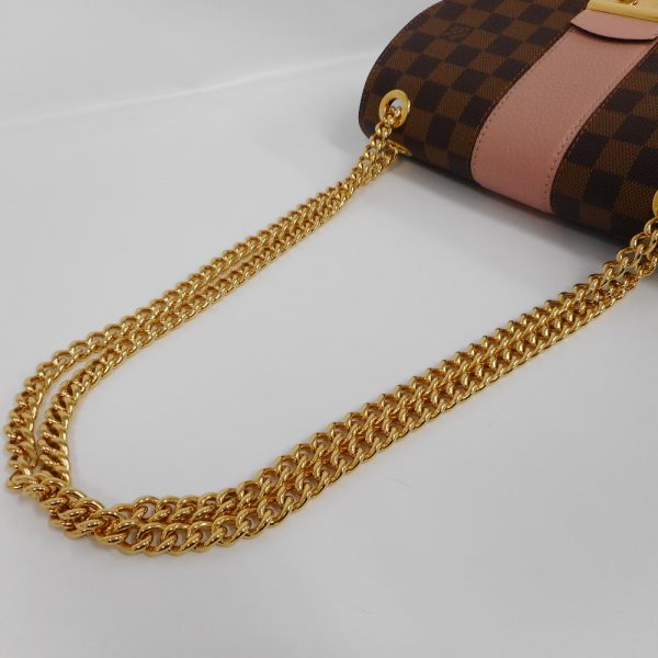 ot135491 6 Louis Vuitton Taurillon Cuir Chain Damier Ebene Magnolia Shoulder Bag Pink