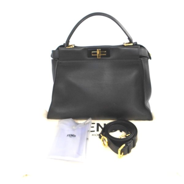 ot98921 1 Fendi Peekaboo 2WAY Leather Hand Bag Black