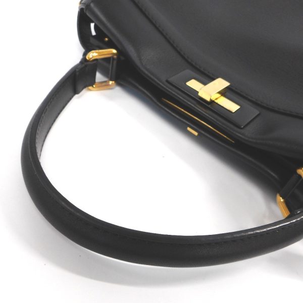 ot98921 8 Fendi Peekaboo 2WAY Leather Hand Bag Black