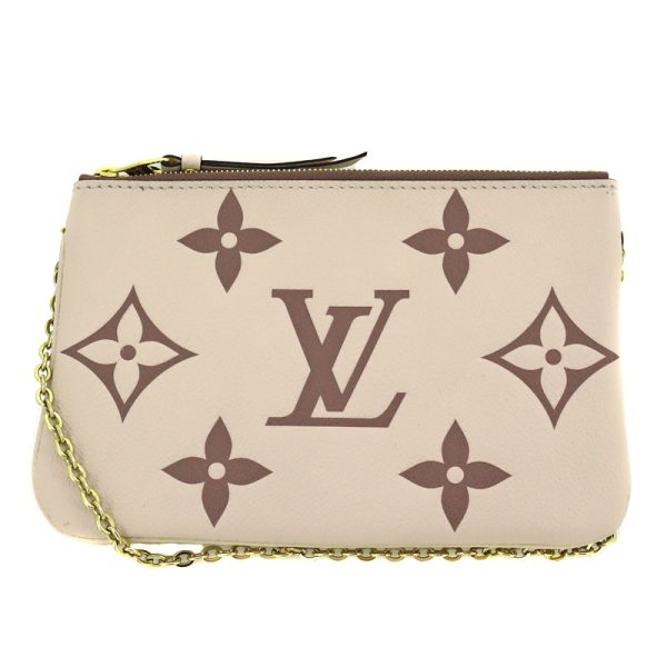 p21 345 1 Louis Vuitton Pochette Double Zip Shoulder Bag Pouch Chain Empreinte Beige