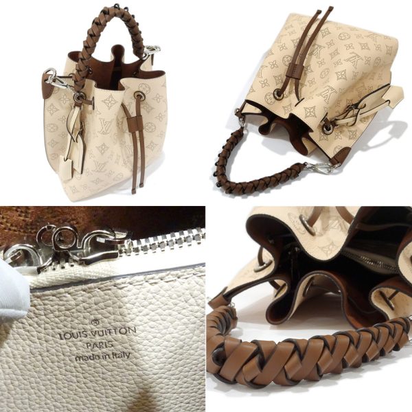 s2402 06 501132ti 05 Louis Vuitton Muria Mahina Leather 2way Handbag Shoulder Bag Creme