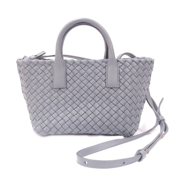 s2405 06 503264ha Bottega Veneta Mini Hippo Intrecciato Cabas Lambskin 2way Shoulder Handbag Gray