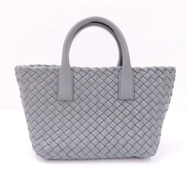 s2405 06 503264ha 02 Bottega Veneta Mini Hippo Intrecciato Cabas Lambskin 2way Shoulder Handbag Gray