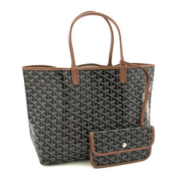 saintlouis pm 03 01 GOYARD Tote bag Saint Louis PM Coated canvas Leather Black Brown