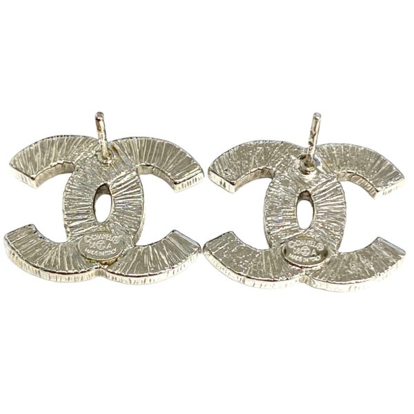 tdc 000503 4c 1 CHANEL Coco Mark Rhinestone Earrings Silver