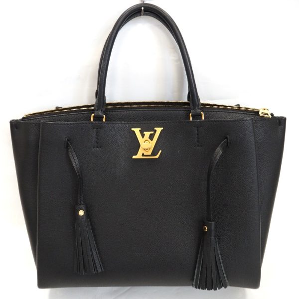 th548911 3 Louis Vuitton Lock Me Ever Leather 2Way Shoulder Bag Black