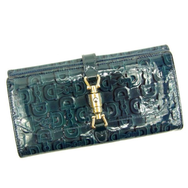 y5224 Gucci Horsebit Long Wallet Patent Leather Green