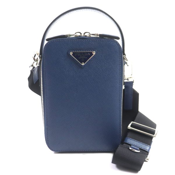 00006735 1 Prada Shoulder Bag Saffiano Leather Navy