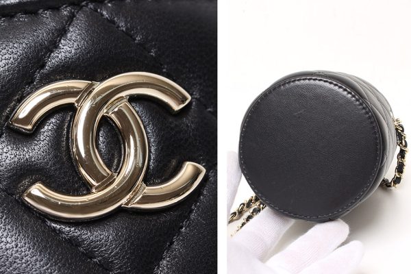 003785683 6 Chanel Matelasse Drawstring Chain Shoulder Mini Bag Lambskin Black Gold