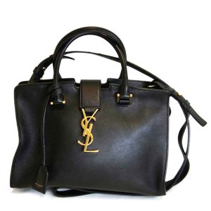 00502 1 Gucci Ladylock Leather 2way Handbag Shoulder Bag Black