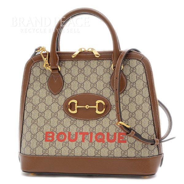 005157747 1w Gucci GG Supreme Horsebit Boutique 2way Bag Brown