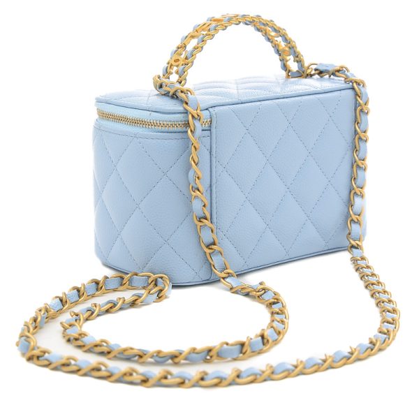 005195480 2 Chanel Logo Handle Vanity Shoulder Bag Blue