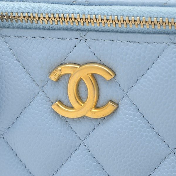 005195480 3 Chanel Logo Handle Vanity Shoulder Bag Blue